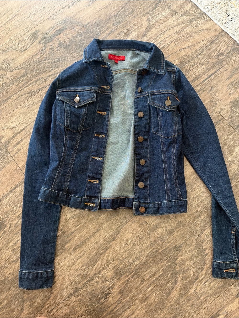 Women's Dark Blue Denim Jean Jacket - Classic Button-Front